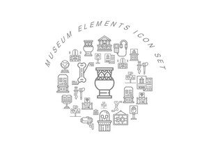 Vector museum elements icon set
