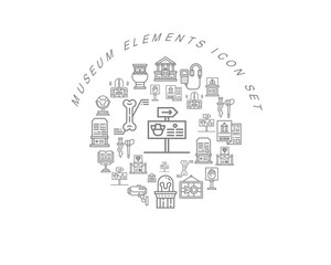 Vector museum elements icon set