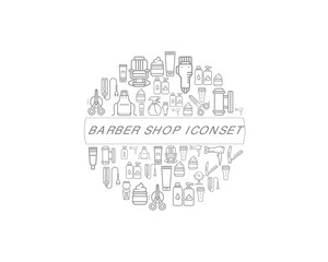 Vector barber shop icon set 
