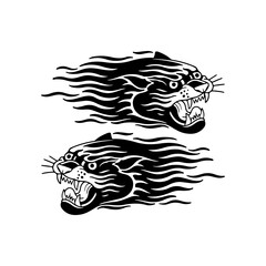 vector illustration of two black panthers