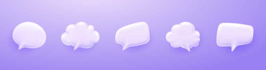 3d white speech bubble chat icon collection