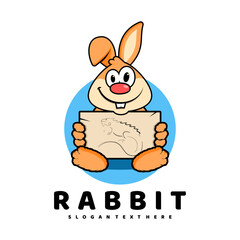 rabbit illustration logo design vector