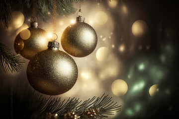 Magic holiday background with Christmas decorations