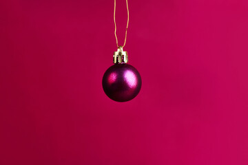 Viva magenta christmas background. Christmas decorations on trendy color