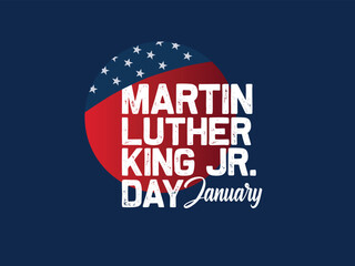 Happy Martin Luther King day. MLK Day, Congratulatory inscription on the background of the American Flag