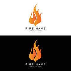 red smoldering fire icon vector logo, classic retro design
