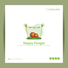 Vector illustration of Happy Pongal festival greeting banner template