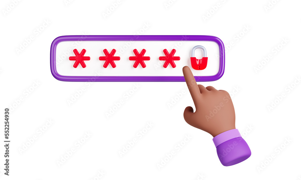 Poster password form with red asterisks and padlock. concept of computer security, account access, privacy 