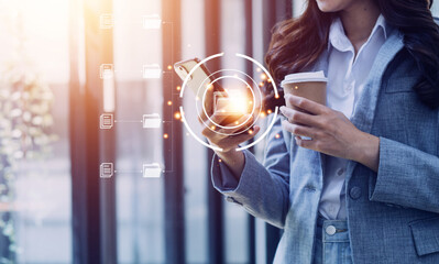 Document Management System (DMS), online documentation database and process automation to efficiently manage files, knowledge and documentation in enterprise with ERP. Corporate business technology.