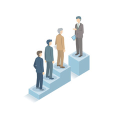 順番待ちをするビジネスマン　アイソメトリック