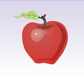a picture of a red apple and a leaf