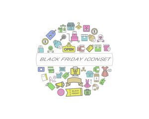 Vector black friday icon set 