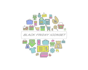 Vector black friday icon set 