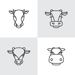 Cow head lines icon set, vector illustration and design.