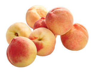 White Peach fruit drop on white background, White Peach fruit on white PNG File.