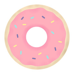 Pink Donut with Colorful Sprinkles