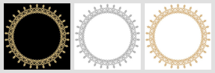 Vintage set of vector round elements. Different elements for design frames, cards, menus, backgrounds and monograms. Classic patterns. Set of vintage patterns