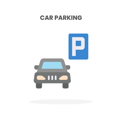 Car Parking icon flat. Vector illustration on white background. Can used for web, app, digital product, presentation, UI and many more.