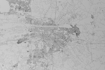 Fototapeta na wymiar Map of the streets of Pretoria (South Africa) made with black lines on grey paper. Top view. 3d render, illustration