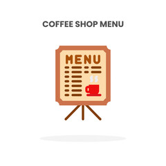 Coffee Shop Menu icon flat. Vector illustration on white background. Can used for web, app, digital product, presentation, UI and many more.