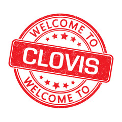 Welcome to CLOVIS. Impression of a round stamp with a scuff
