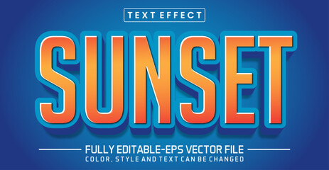 Fototapeta premium Sunset text style effect gradient color 3d concept