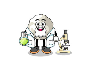 Mascot of crumpled paper as a scientist