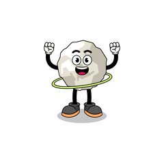Character Illustration of crumpled paper playing hula hoop