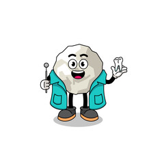 Illustration of crumpled paper mascot as a dentist
