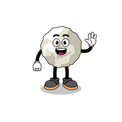 crumpled paper cartoon doing wave hand gesture