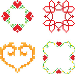 Pixel heart border design vector image.