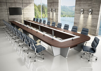 modern meeting room office interior design inspiration 3d render