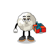 crumpled paper mascot illustration giving a gift