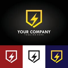 abstract electrical company branding design logo, template design with lightning icon