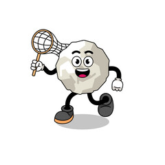 Cartoon of crumpled paper catching a butterfly