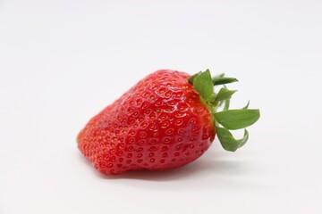 strawberry with leaf on white background