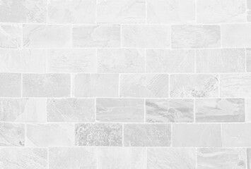 White grunge brick wall texture background for stone tile block painted in grey light color wallpaper.