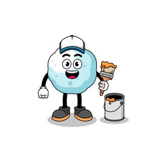 Character mascot of snowball as a painter