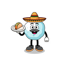 Character cartoon of snowball as a mexican chef