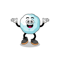 snowball cartoon searching with happy gesture