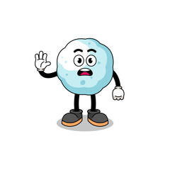 snowball cartoon illustration doing stop hand