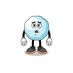 snowball cartoon illustration with sad face