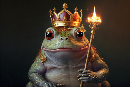 portrait of a Light Mode Toad wearing a crown and holding a sceptre,digital art,illustration,Design,vector,art