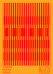 Geometrical Poster Design with Optical Illusion Effect.  Modern Psychedelic Cover Page Collection. Colourful Wave Lines Background. Fluid Stripes Art. Swiss Design. Vector Illustration for Brochure.