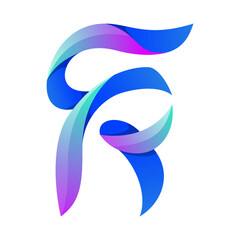 Letter FR Icon logo colorful modern vector