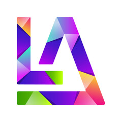 Letter LA icon colorful logo modern vector