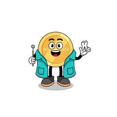 Illustration of malaysian ringgit mascot as a dentist