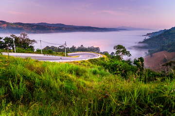 The road leading to Na Haeo District, Phu Kao Ngom, Loei Province, Thailand
