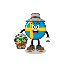 Character Illustration of sweden flag as a herbalist
