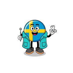 Illustration of sweden flag mascot as a dentist